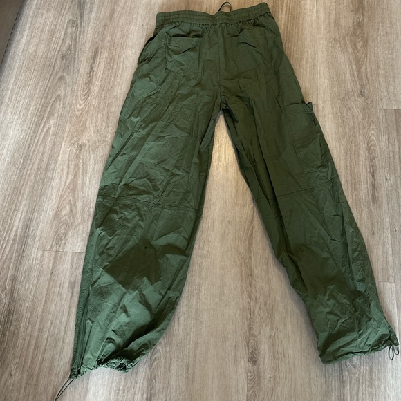 Cotton High Rise Wide Leg Pants - Olive - Picture 3 of 4